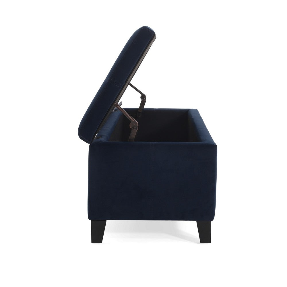 Elias Storage Ottoman Bench, 51 Inch Storage, Dark Navy Blue Velvet -BM324960