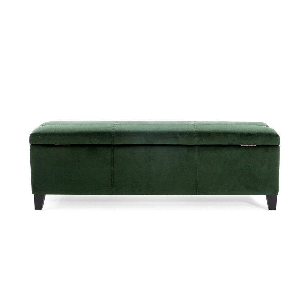 Elias Storage Ottoman Bench, 51 Inch Storage, Emerald Green Velvet -BM324961