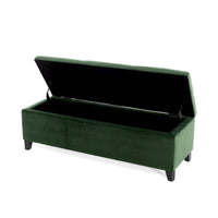 Elias Storage Ottoman Bench, 51 Inch Storage, Emerald Green Velvet -BM324961