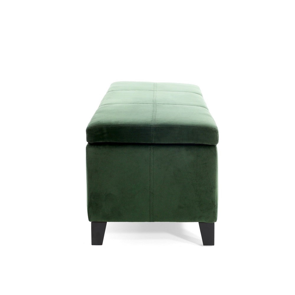 Elias Storage Ottoman Bench, 51 Inch Storage, Emerald Green Velvet -BM324961