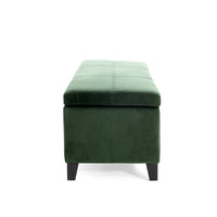 Elias Storage Ottoman Bench, 51 Inch Storage, Emerald Green Velvet -BM324961