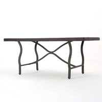 Outdoor Dining Table, 70 Inch, Brown Faux Rattan, Gray Iron Frame -BM324965