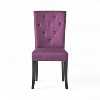 Side Dining Chair Set of 2, Button Tufted Waterproof Purple Fabric -BM324967