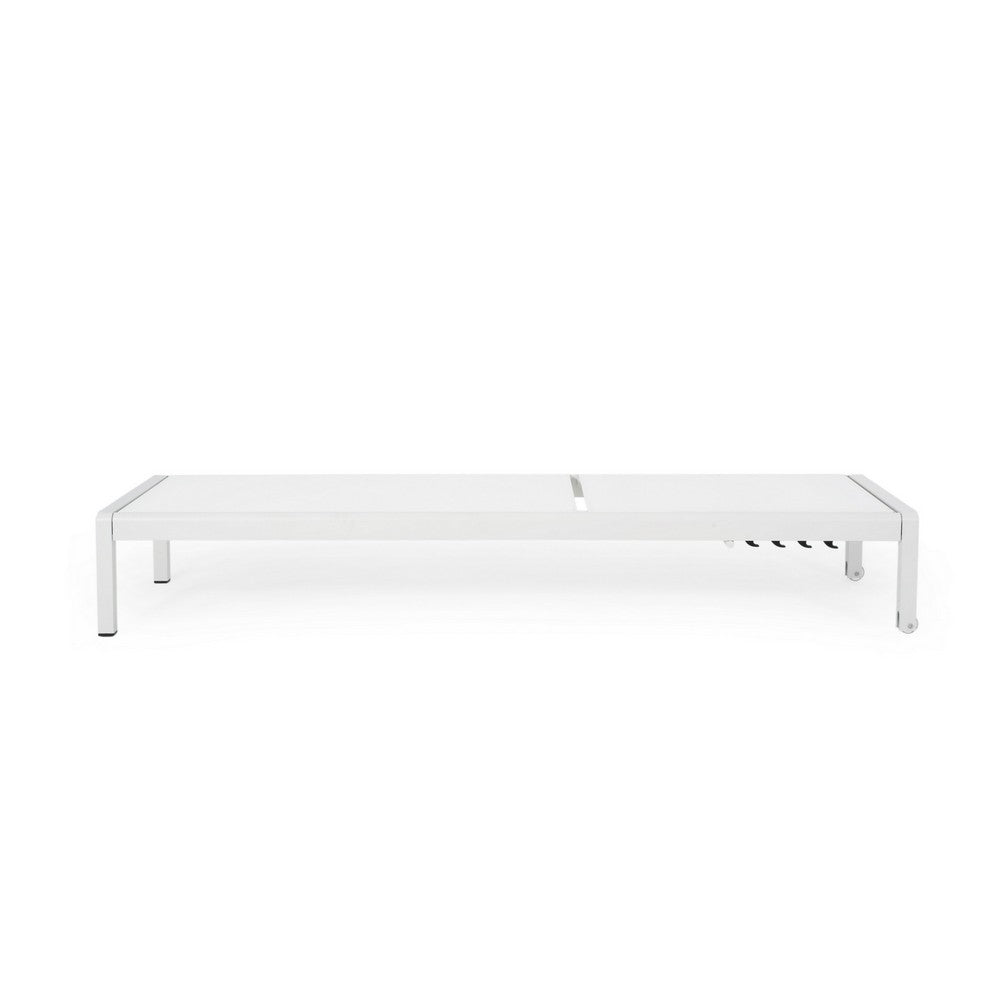 Kory Outdoor Lounge Chaise, 78 Inch White Mesh Fabric and Aluminum -BM324968