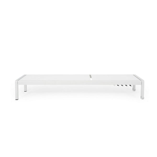 Kory Outdoor Lounge Chaise, 78 Inch White Mesh Fabric and Aluminum -BM324968