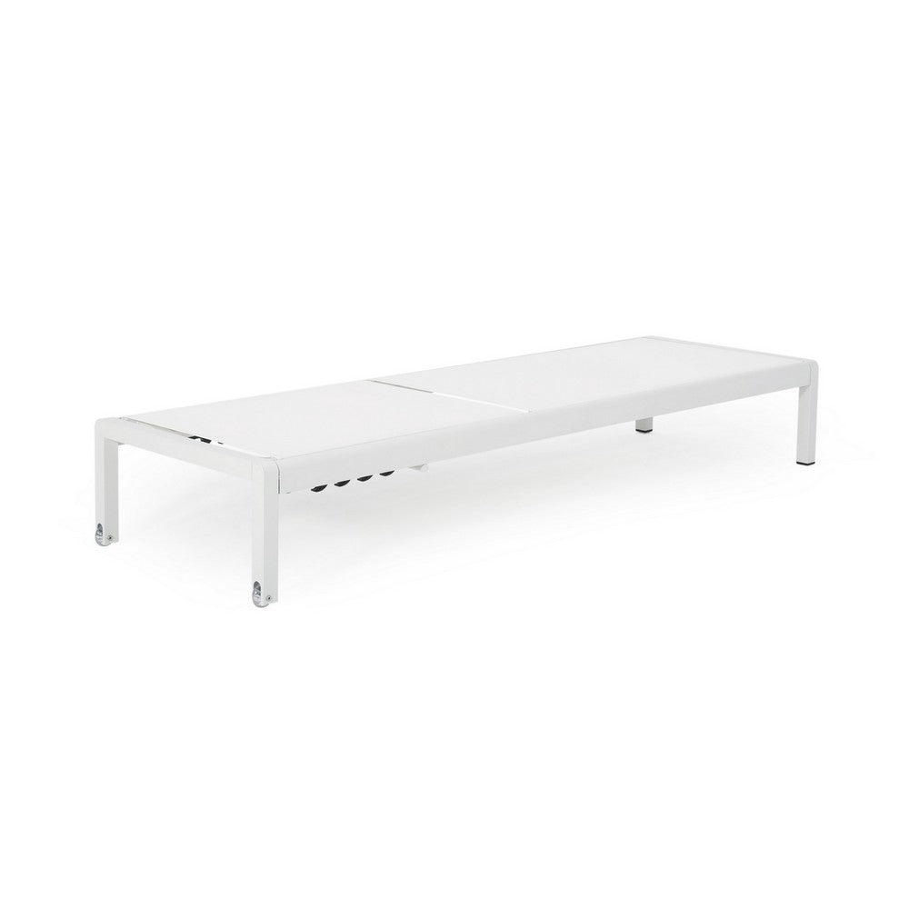 Kory Outdoor Lounge Chaise, 78 Inch White Mesh Fabric and Aluminum -BM324968