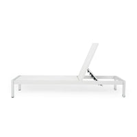 Kory Outdoor Lounge Chaise, 78 Inch White Mesh Fabric and Aluminum -BM324968