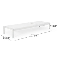 Kory Outdoor Lounge Chaise, 78 Inch White Mesh Fabric and Aluminum -BM324968