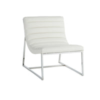 Roll Accent Side Chair, Chrome Stainless Steel, Plush White Leather -BM324971