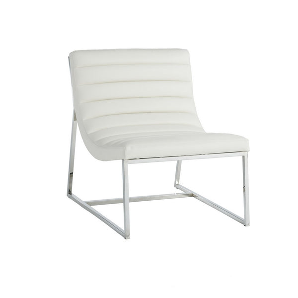 Roll Accent Side Chair, Chrome Stainless Steel, Plush White Leather -BM324971