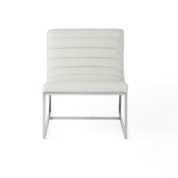 Roll Accent Side Chair, Chrome Stainless Steel, Plush White Leather -BM324971