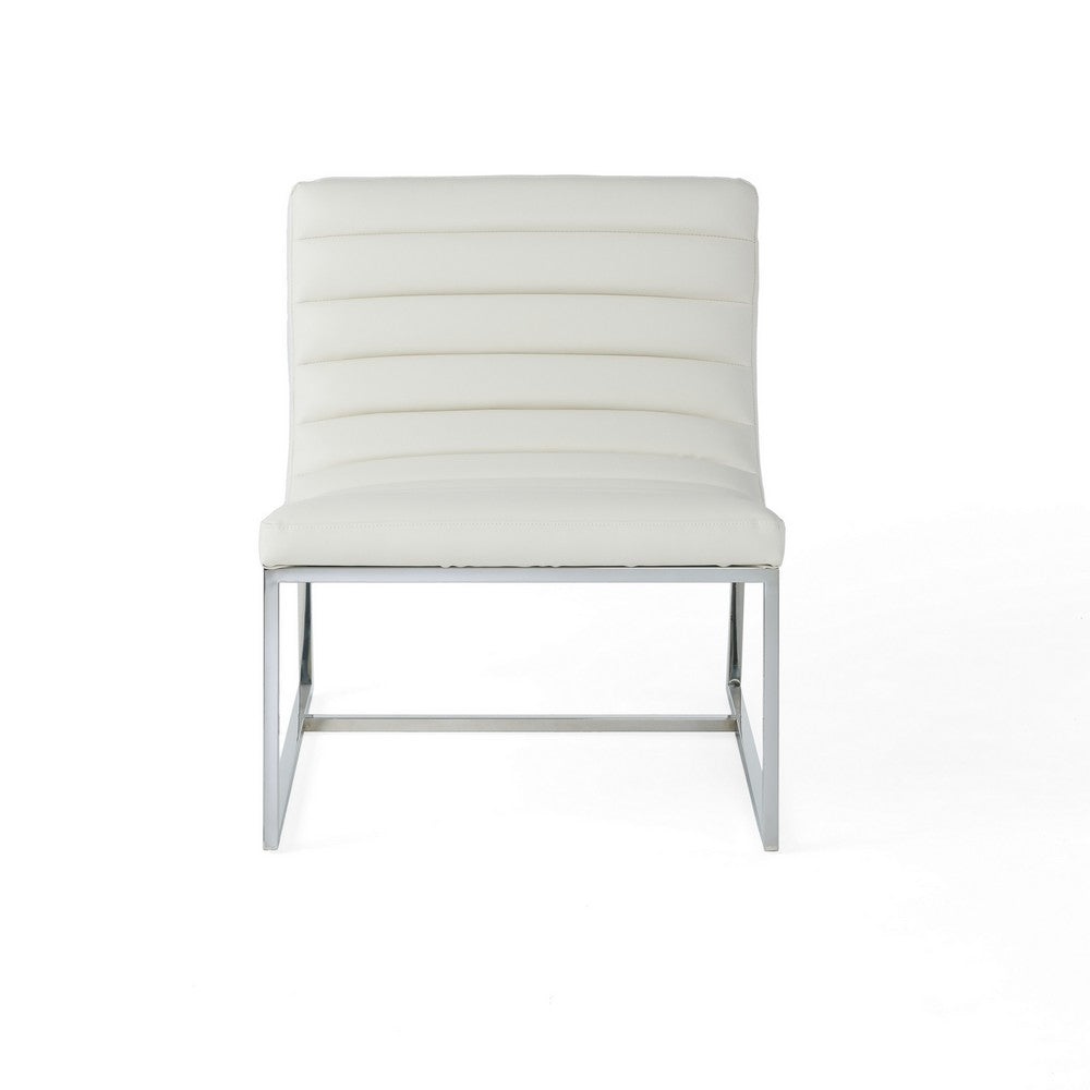 Roll Accent Side Chair, Chrome Stainless Steel, Plush White Leather -BM324971
