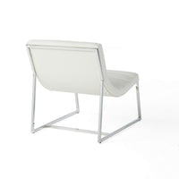 Roll Accent Side Chair, Chrome Stainless Steel, Plush White Leather -BM324971