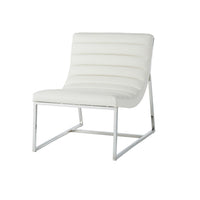 Roll Accent Side Chair, Chrome Stainless Steel, Plush White Leather -BM324971