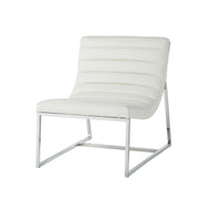 Roll Accent Side Chair, Chrome Stainless Steel, Plush White Leather -BM324971