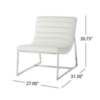 Roll Accent Side Chair, Chrome Stainless Steel, Plush White Leather -BM324971