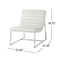 Roll Accent Side Chair, Chrome Stainless Steel, Plush White Leather -BM324971