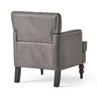 Lit Accent Armchair, Gray Microfiber Fabric, Button Tufted Design -BM324975