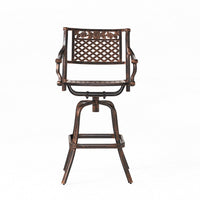Kaven Outdoor Swivel Barstool Chair, Copper Brown Metal Lattice Design -BM324976