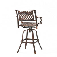 Kaven Outdoor Swivel Barstool Chair, Copper Brown Metal Lattice Design -BM324976