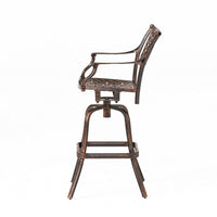 Kaven Outdoor Swivel Barstool Chair, Copper Brown Metal Lattice Design -BM324976