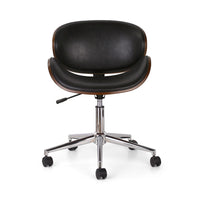 Rimi Swivel Office Chair, Gas Lift, Brown, Black Faux Leather, Chrome -BM324978