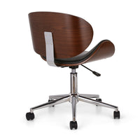 Rimi Swivel Office Chair, Gas Lift, Brown, Black Faux Leather, Chrome -BM324978