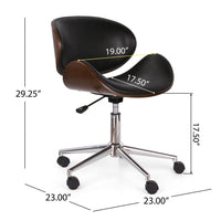 Rimi Swivel Office Chair, Gas Lift, Brown, Black Faux Leather, Chrome -BM324978