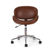 Rimi Swivel Rolling Office Chair, Gas Lift, Brown Faux Leather, Chrome -BM324982