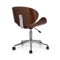 Rimi Swivel Rolling Office Chair, Gas Lift, Brown Faux Leather, Chrome -BM324982