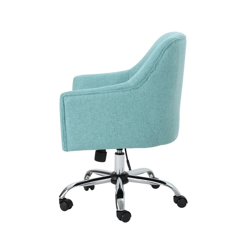 Heza Rolling Swivel Office Chair, Light Blue Fabric, Chrome Metal -BM324991