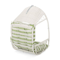 Ory Outdoor Hanging Chair, Cocoon Shape Abstract Design, White Rattan -BM324998
