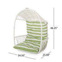 Ory Outdoor Hanging Chair, Cocoon Shape Abstract Design, White Rattan -BM324998