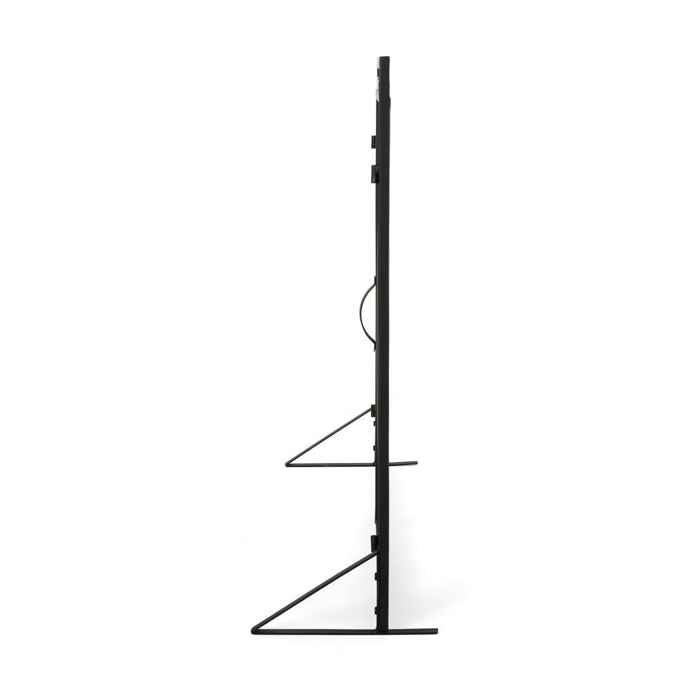 Fireplace Screen, 2 Doors, Open Diamond Mesh Design, Matte Black Iron -BM324999