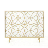 Gold Fireplace Screen, Single Panel Overlapping Circle Design, 41x31 -BM325000