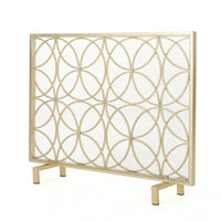 Gold Fireplace Screen, Single Panel Overlapping Circle Design, 41x31 -BM325000