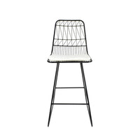 Outdoor Counter Stool Chair Set of 2, Black Iron Frame Construction -BM325003