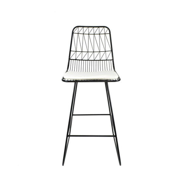 Outdoor Counter Stool Chair Set of 2, Black Iron Frame Construction -BM325003