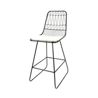 Outdoor Counter Stool Chair Set of 2, Black Iron Frame Construction -BM325003