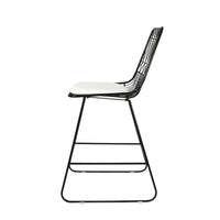 Outdoor Counter Stool Chair Set of 2, Black Iron Frame Construction -BM325003