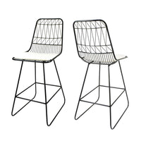 Outdoor Counter Stool Chair Set of 2, Black Iron Frame Construction -BM325003