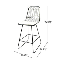 Outdoor Counter Stool Chair Set of 2, Black Iron Frame Construction -BM325003