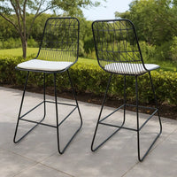 Outdoor Counter Stool Chair Set of 2, Black Iron Frame Construction -BM325003