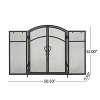Tri Fold Fireplace Screen with 4 pcs Tool Set, Fine Mesh, Black Doors -BM325004
