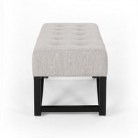 Liba Ottoman Bench, Button Tufted Beige Fabric, Black Frame, 47 Inch -BM325005