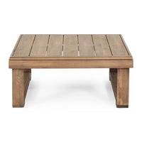 Chelsie Outdoor Coffee Table, Slatted Top, Brown Wood, Square 28 Inch -BM325010