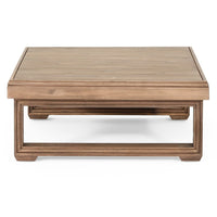 Chelsie Outdoor Coffee Table, Slatted Top, Brown Wood, Square 28 Inch -BM325010