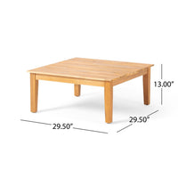 Lizie Outdoor Coffee Table, 30 Inch Square Slatted, Brown Acacia Wood -BM325011