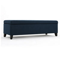 Harry Storage Ottoman Bench, Navy Blue Fabric 51 Inch Solid Birch Wood -BM325013