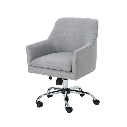 Heza Swivel Office Chair, Gray Fabric, Rolling Wheels, Chrome Metal